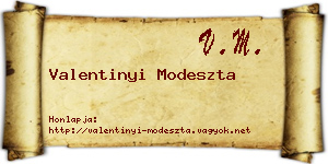 Valentinyi Modeszta névjegykártya